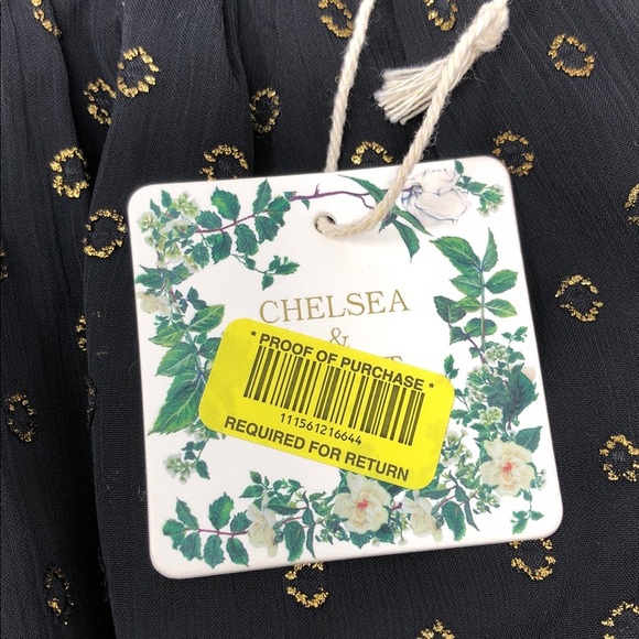 NEW Chelsea & Violet Top Black Gold Babydoll Sheer Sleeve Blouse Girls M 10/12 - Picture 6 of 14